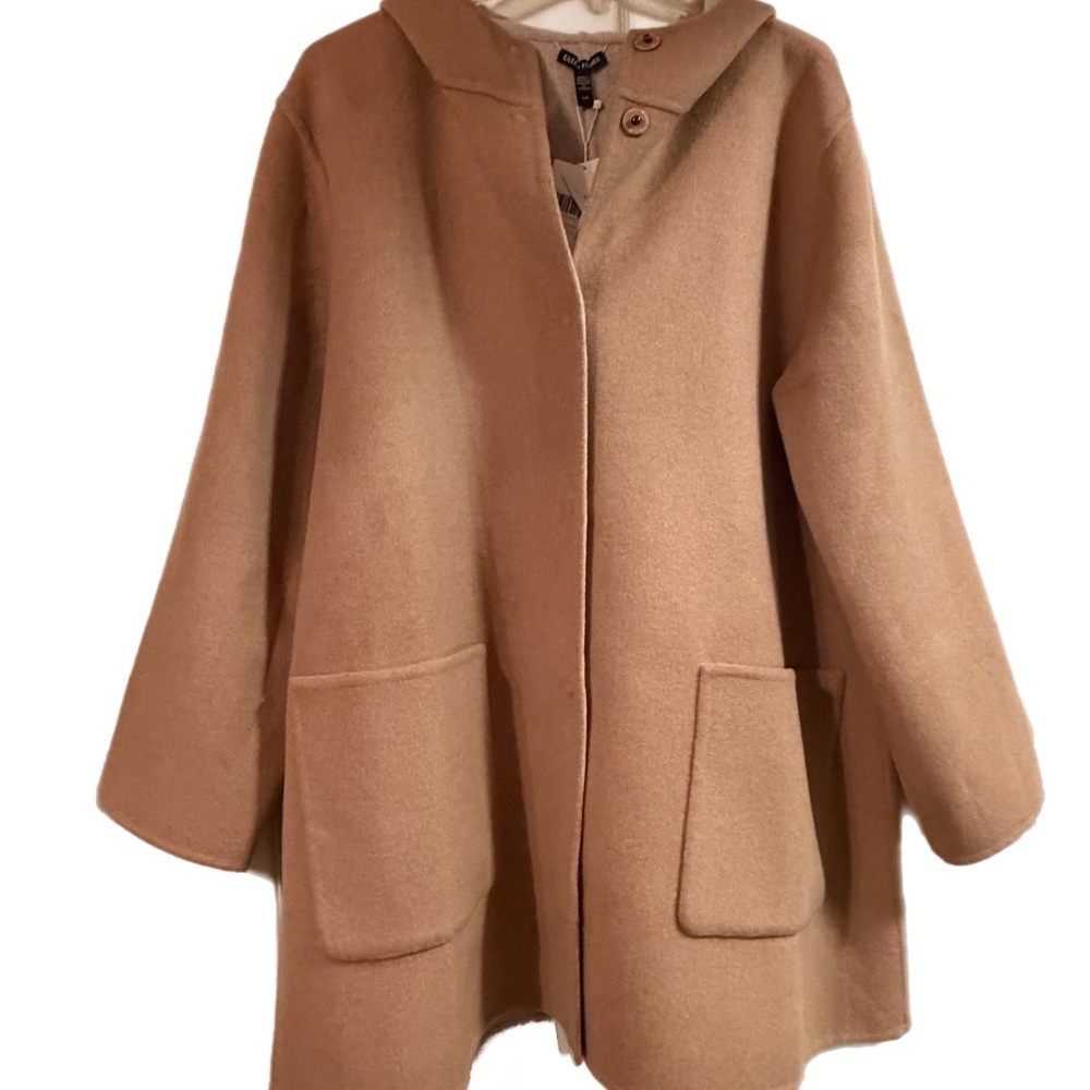 NWT Eileen Fisher Honey Hooded Coat Size L - Picture 3 of 7
